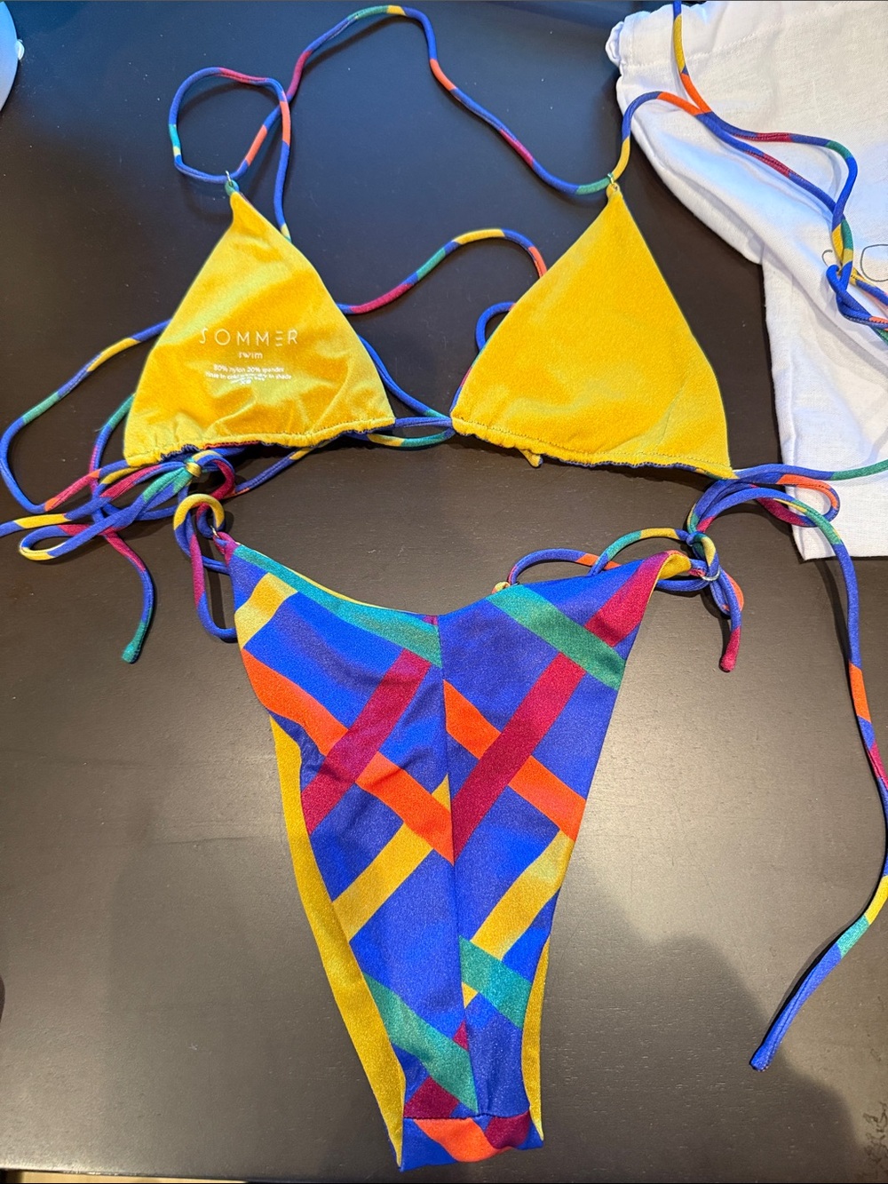 Colorblock Tie-Side Triangle Bikini - Multicolor - Picture 4 of 4